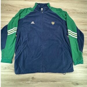 Vintage Adidas Notre Dame Fighting Irish ClimaWarm Fleece Zip‎ Jacket 2XL Y2K